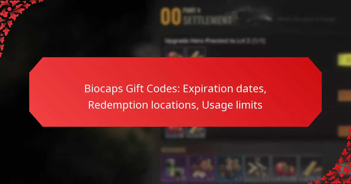 Biocaps Gift Codes: Expiration dates, Redemption locations, Usage limits