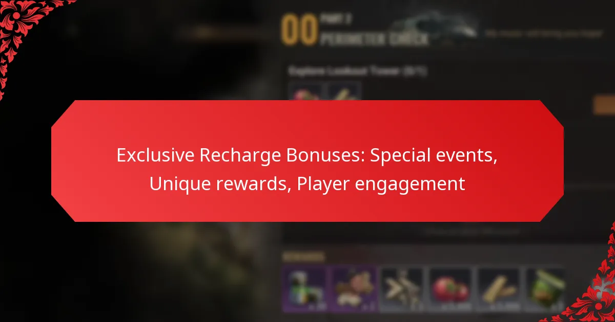 Exclusive Recharge Bonuses: Special events, Unique rewards, Player engagement