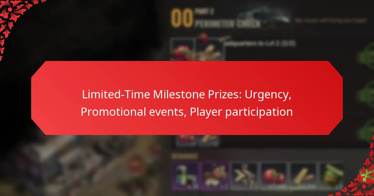 Limited-Time Milestone Prizes: Urgency, Promotional events, Player participation