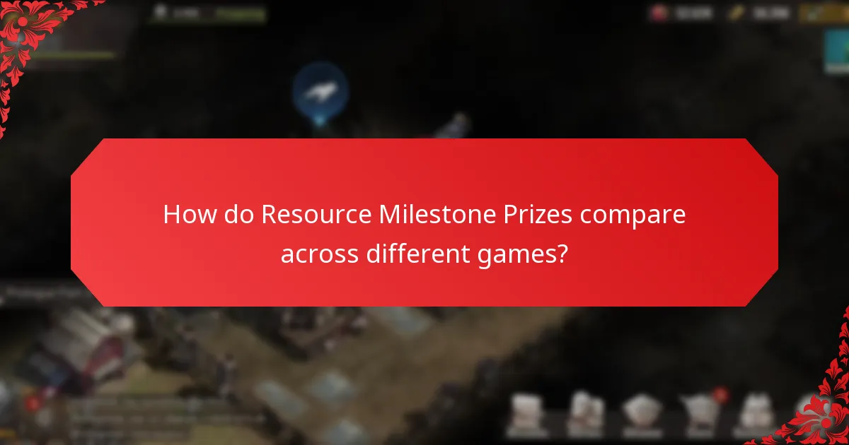 How do Resource Milestone Prizes compare across different games?