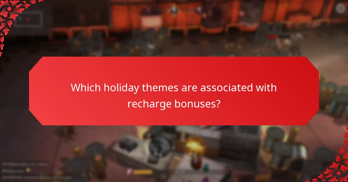 Which holiday themes are associated with recharge bonuses?