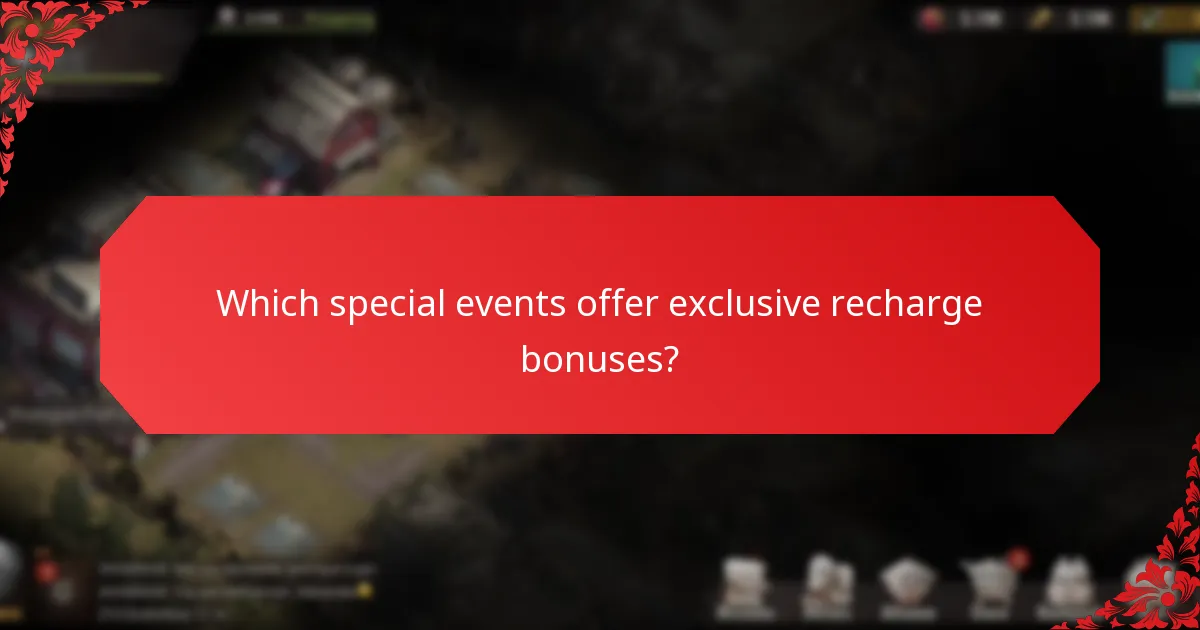 Which special events offer exclusive recharge bonuses?